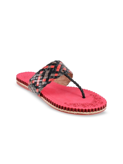 

Metro Women Red Woven Design T-Strap Flats