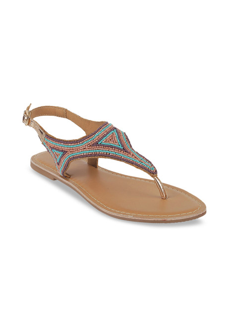 

Metro Women Multicoloured Embellished T-Strap Flats, Multi