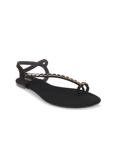 

Metro Women Black Embellished One Toe Flats