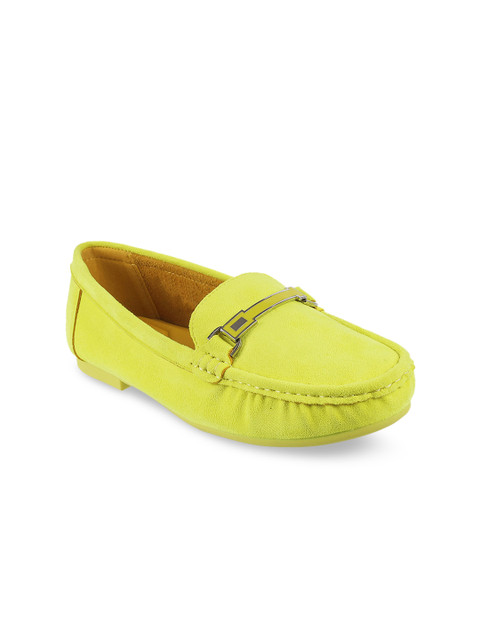 

Metro Women Lime Green Solid Horsebit Loafers