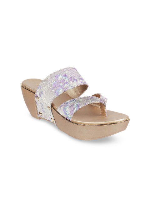 

Metro Women Gold-Toned & Blue Printed Wedges