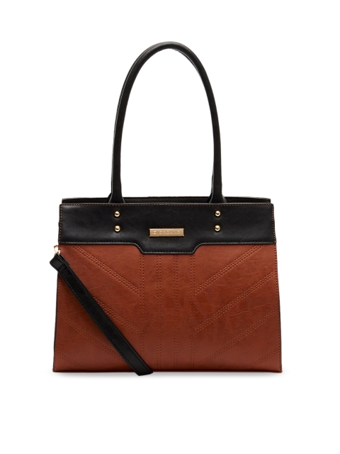 

GIORDANO Brown & Black Colourblocked Tote Bag