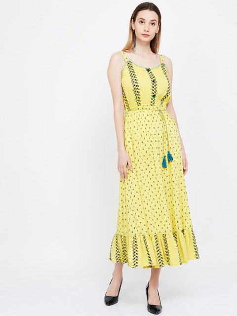 

Colour Me by Melange Women Yellow Printed Maxi Dress