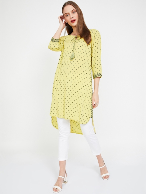 

Colour Me by Melange Women Yellow & Black Printed Straight Kurta