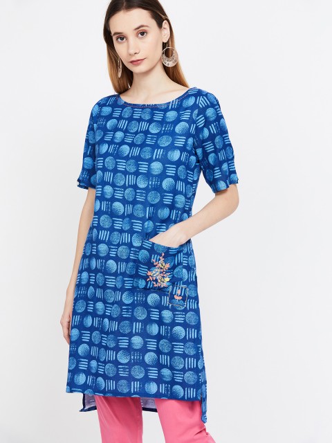 

Colour Me by Melange Women Blue Printed Straight Kurta