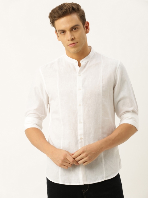 

ether Men White Regular Fit Solid Panelled Casual Shirt