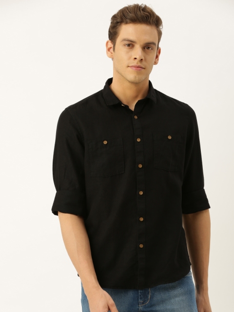 

ether Men Black Regular Fit Solid Casual Shirt