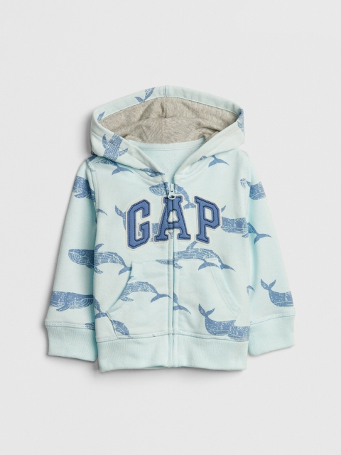 

GAP Girls Sea Green Brand Logo Printed Hooded Sweatshirt