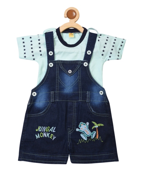 

BORN WEAR Boys Blue Denim Dungarees With T-Shirt