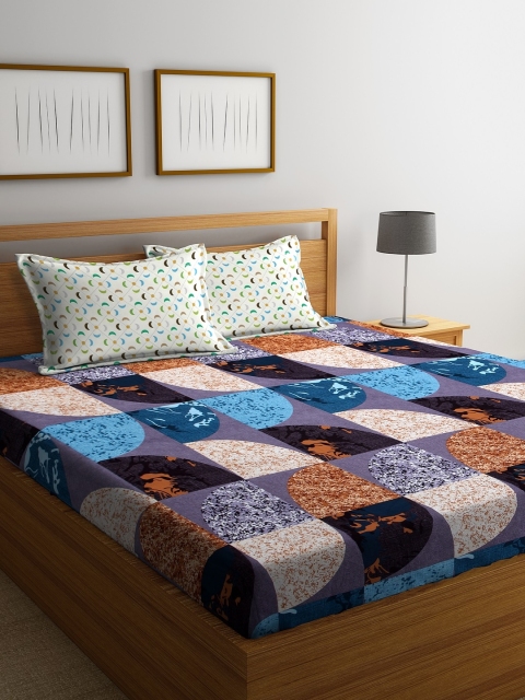 

DREAM WEAVERZ Multicoloured Geometric 250 TC Cotton 1 King Bedsheet with 2 Pillow Covers, Multi