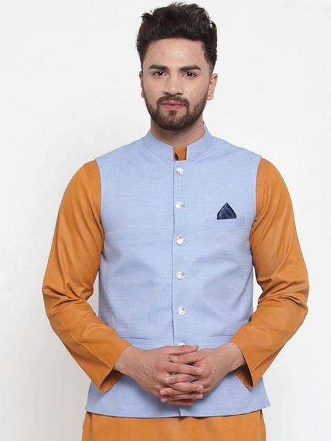 

NEUDIS Men Blue Solid Nehru Jacket