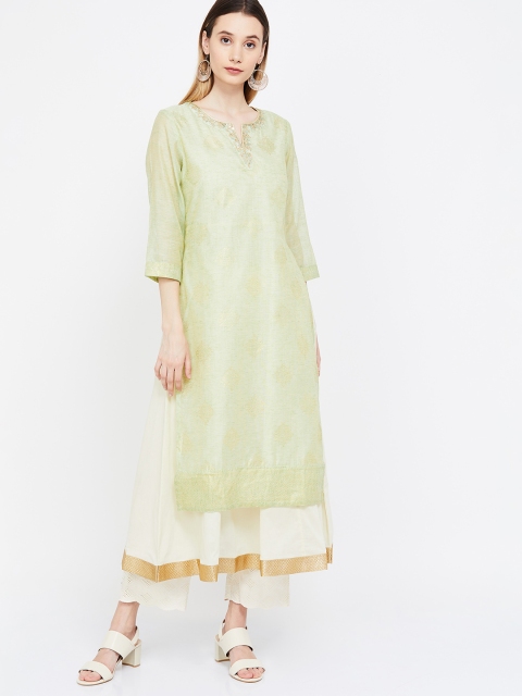 

Melange by Lifestyle Women Green Printed A-Line Kurta