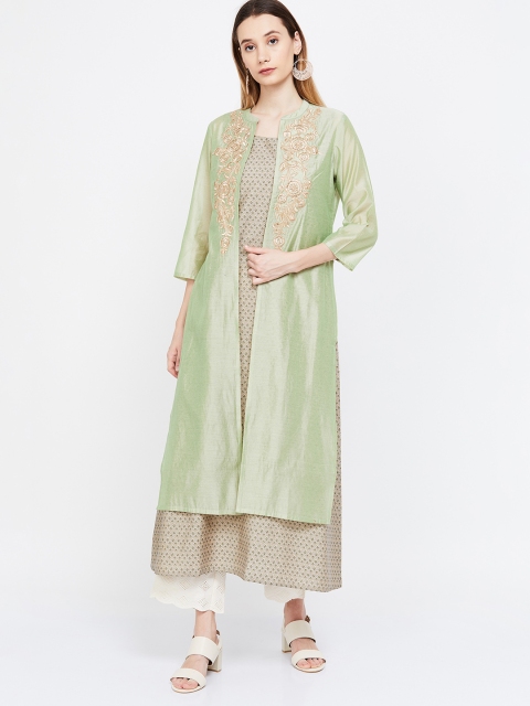 

Melange by Lifestyle Women Green Embellished A-Line Kurta