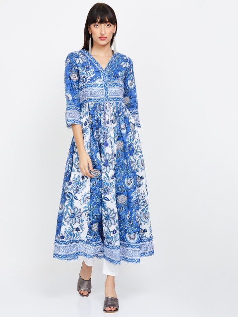 

Melange by Lifestyle Women Blue & White Printed A-Line Kurta