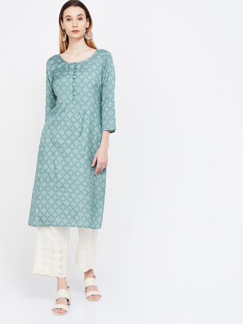 

Melange by Lifestyle Women Teal Woven Design Straight Kurta