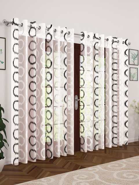 

Story@home Black & White Set of 4 Embroidered Door Curtains