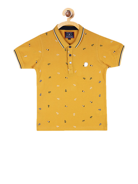 

Monte Carlo Boys Mustard Yellow Anchor Embroidered Polo Collar T-shirt