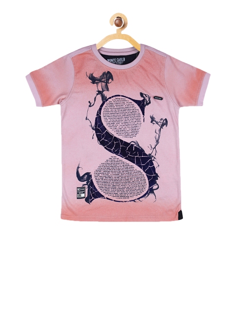 

Monte Carlo Boys Pink Printed Round Neck T-shirt