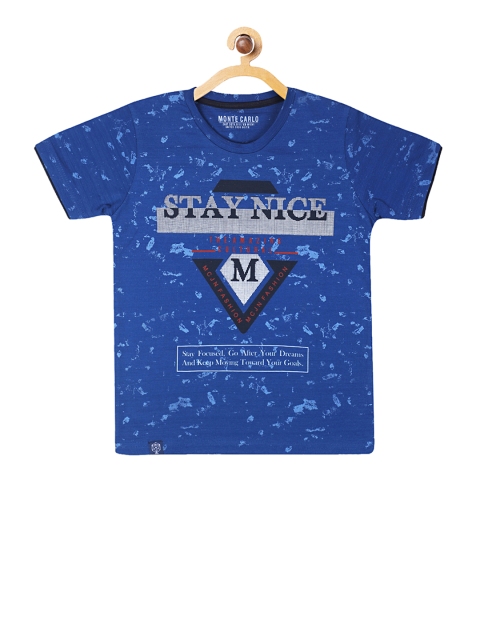 

Monte Carlo Boys Blue Printed Round Neck T-shirt