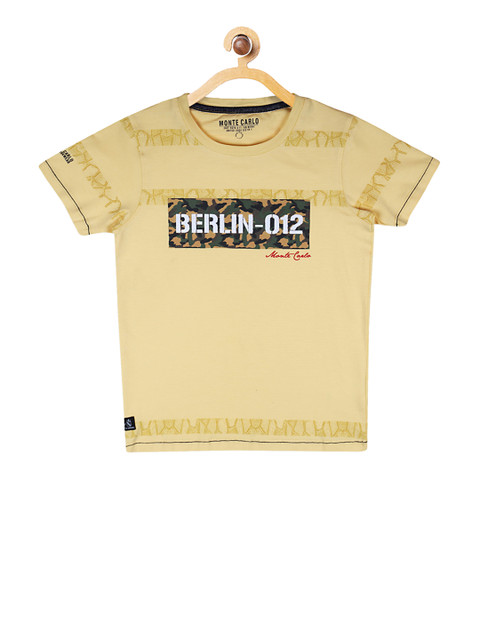 

Monte Carlo Boys Yellow Printed Round Neck T-shirt