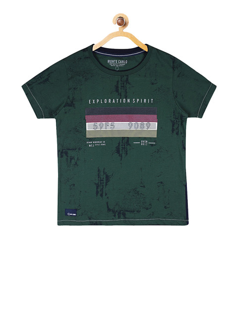 

Monte Carlo Boys Green Printed Round Neck T-shirt