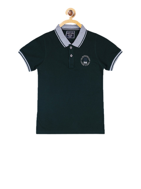 

Monte Carlo Boys Green Solid Polo Collar T-shirt