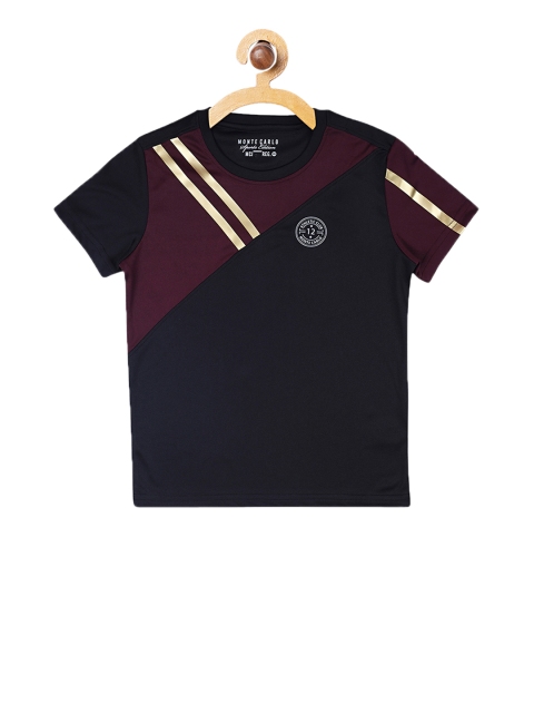 

Monte Carlo Boys Maroon & Black Colourblocked Round Neck T-shirt