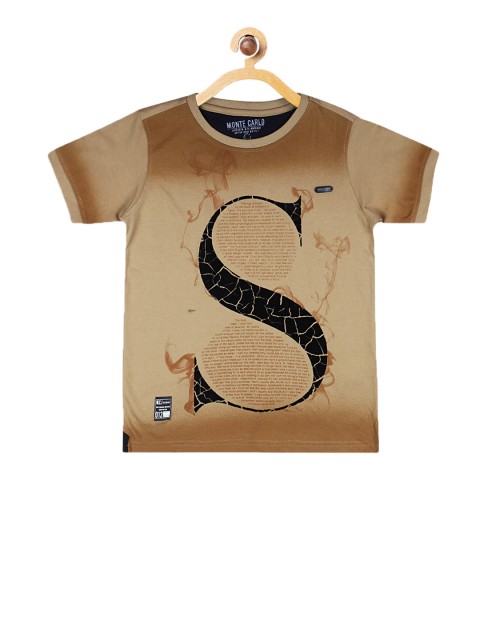 

Monte Carlo Boys Brown Printed Round Neck T-shirt