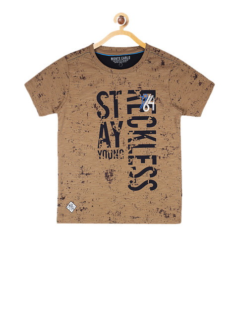 

Monte Carlo Boys Brown Printed Round Neck T-shirt