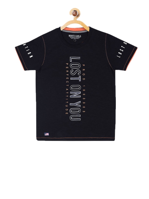 

Monte Carlo Boys Black Printed Round Neck T-shirt