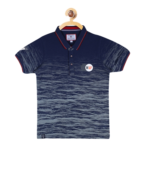 

Monte Carlo Boys Navy Blue Printed Polo Collar T-shirt