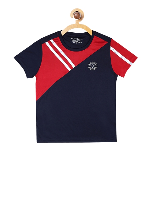 

Monte Carlo Boys Navy Blue Colourblocked Round Neck T-shirt