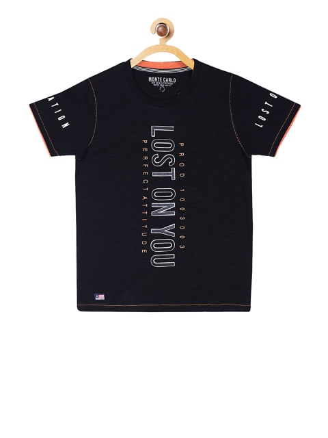

Monte Carlo Boys Black Printed Round Neck T-shirt