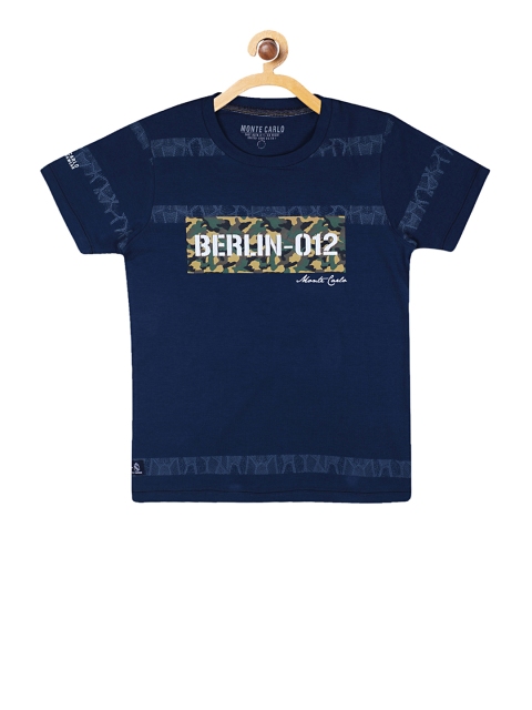 

Monte Carlo Boys Navy Blue Printed Round Neck T-shirt