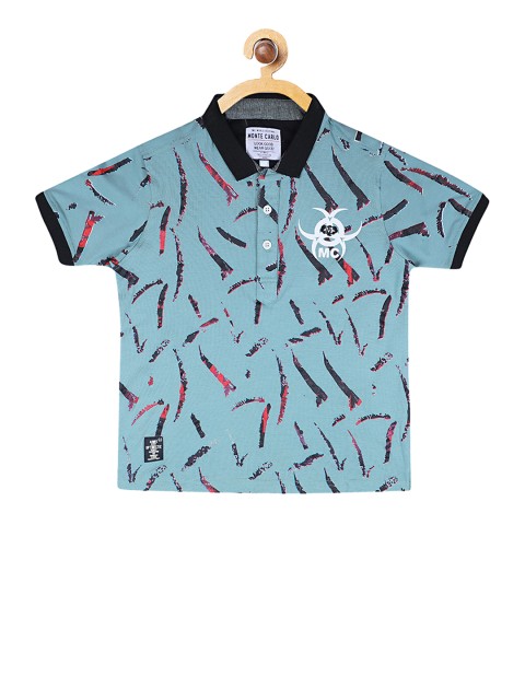 

Monte Carlo Boys Blue Printed Polo Collar T-shirt