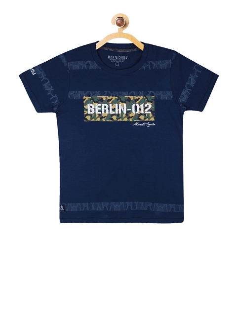 

Monte Carlo Boys Navy Blue Printed Round Neck T-shirt