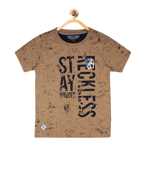 

Monte Carlo Boys Brown Printed Round Neck T-shirt