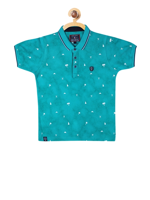 

Monte Carlo Boys Green & White Printed Polo Collar T-shirt