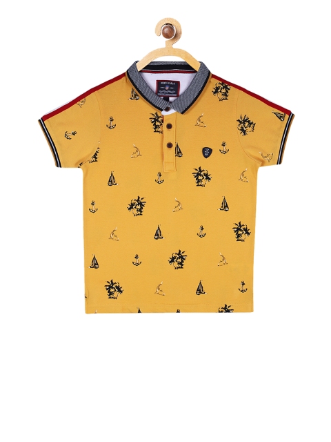 

Monte Carlo Boys Yellow Printed Polo Collar T-shirt