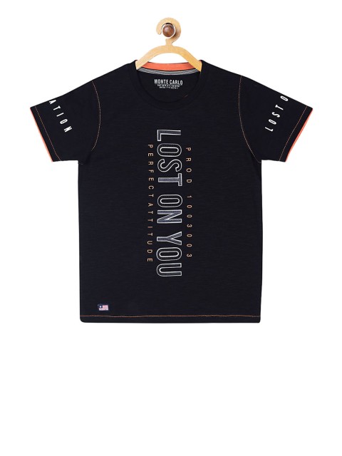 

Monte Carlo Boys Black Printed Round Neck T-shirt