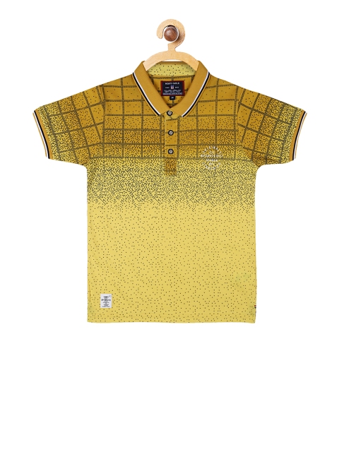 

Monte Carlo Boys Mustard Yellow Printed Polo Collar T-shirt
