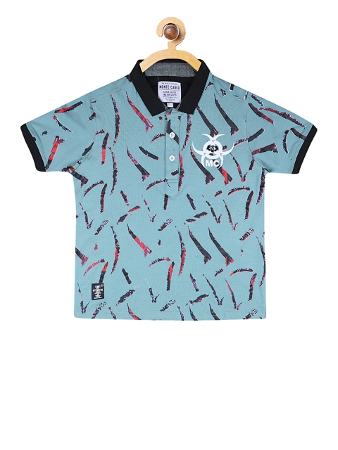 

Monte Carlo Boys Blue & Grey Printed Polo Collar T-shirt