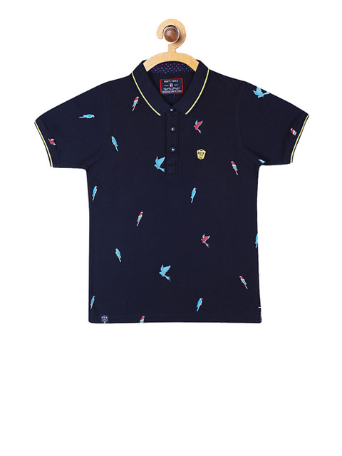 

Monte Carlo Boys Navy Blue Printed Polo Collar T-shirt