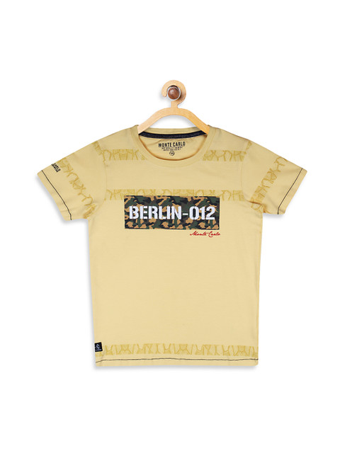 

Monte Carlo Boys Yellow Printed Round Neck T-shirt
