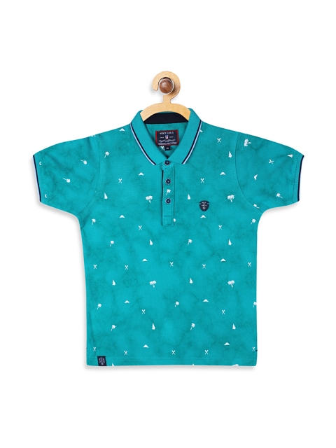 

Monte Carlo Boys Teal Green Printed Polo Collar T-shirt