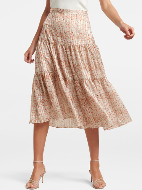 

Forever New Women Beige Printed Taliyah Tiered Midi Skirt