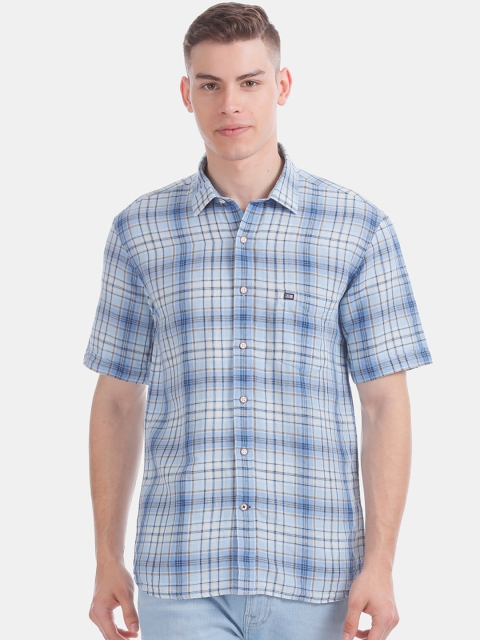 

Arrow Men Blue Regular Fit Checked Casual Shirt