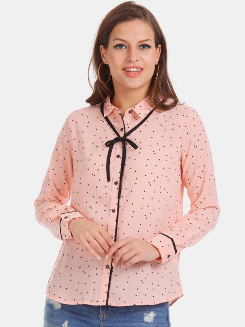

ELLE Women Pink Regular Fit Printed Casual Shirt