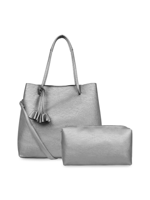 

Toteteca Gunmetal-Toned Solid Shoulder Bag With Pouch, Metallic