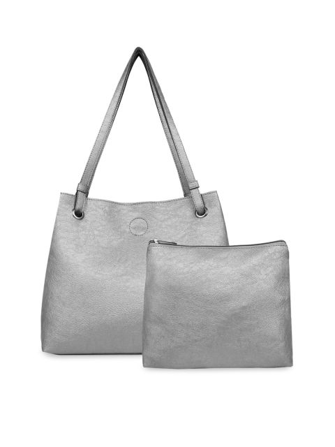 

Toteteca Gunmetal-Toned Solid Shoulder Bag With Pouch, Metallic